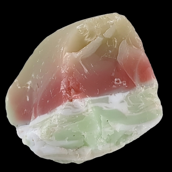 Custard Pink Mint Green Art Glass Cullet Glowing Manganese Layered Slag #4GL71 - Picture 5 of 6